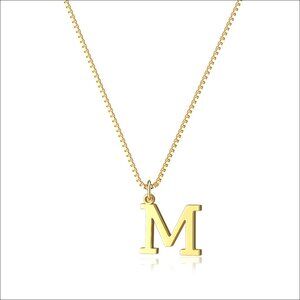 Dainty Initial Letter Necklace, 15.74" Gold Plated Brass, Personalized Monogram
